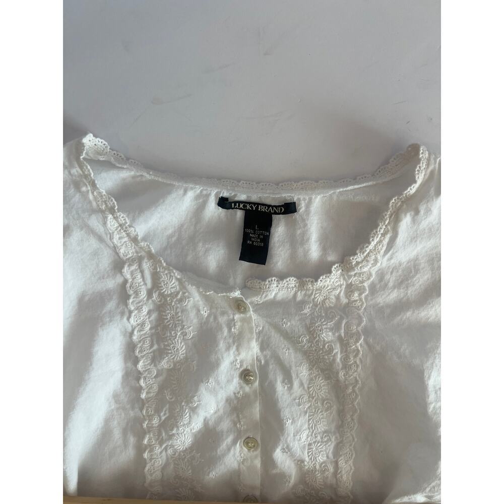 LUCKY BRAND WOMENS Y2K VINTAGE INSPIRED 100% COTTON ROMATIC TOP WHITE LRG - Picture 6 of 12